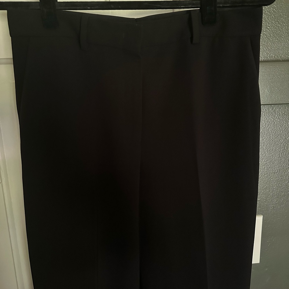 Theory Relaxed Straight Pant Full Length Admiral Crepe Black Trousers Tailored - Picture 6 of 11